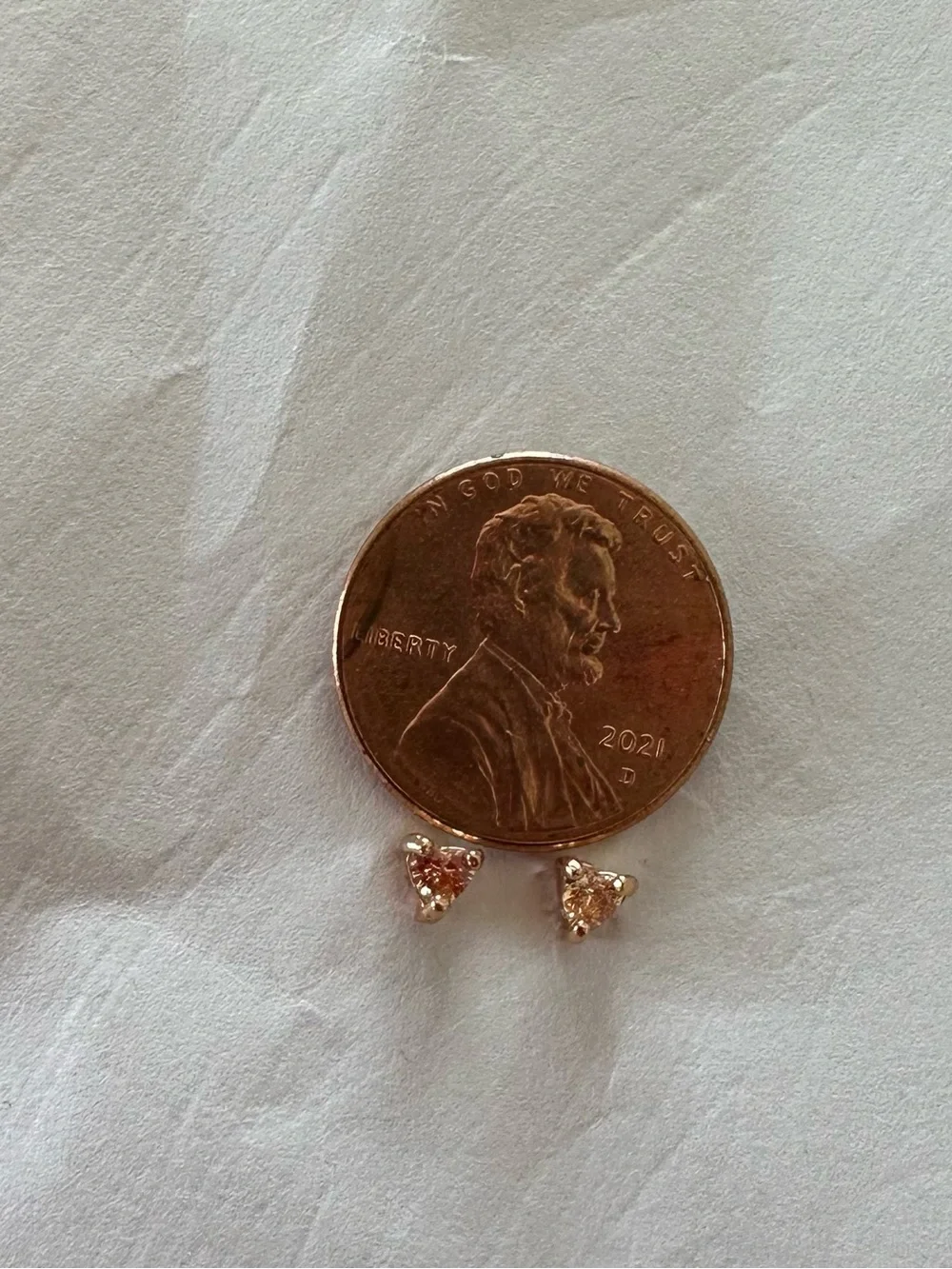 Delicate Rose Gold Triangle Cubic Zirconia Stud Earrings - Women Jewelry